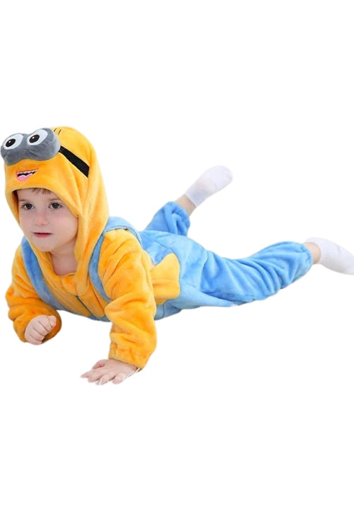 Pyjama Kigurumi Minion Pour Enfant - Combinaison à Capuche - Taille 5-6 Ans - Déguisement Confortable Détente - Thème Films